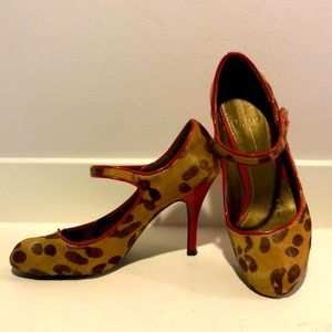 Leopard print ponyhair 3.5 inch heels